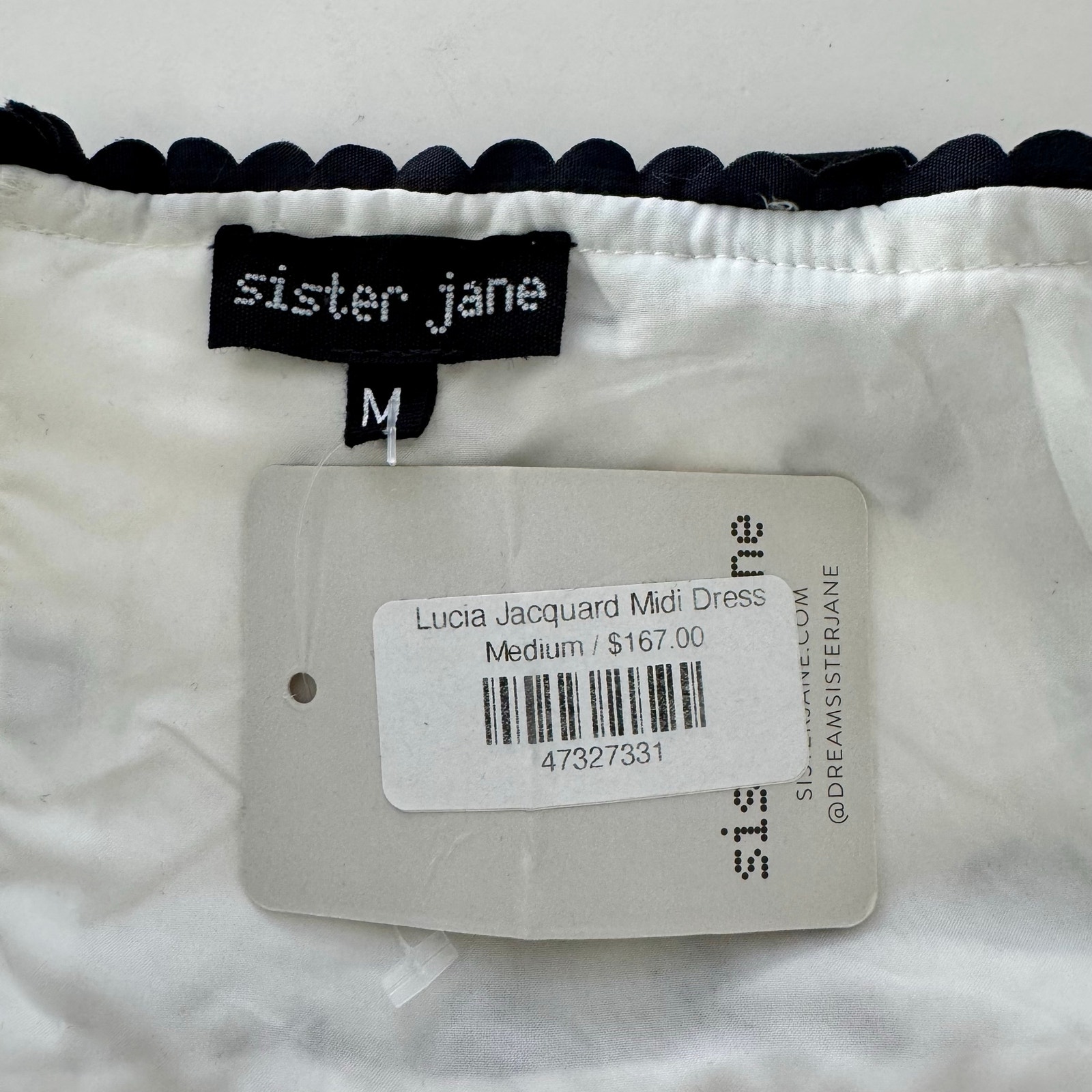 Sister Jane Lucia Jacquard Floral Midi Dress Textured Flowers Empire Waist M Nwt — image 8 of 8